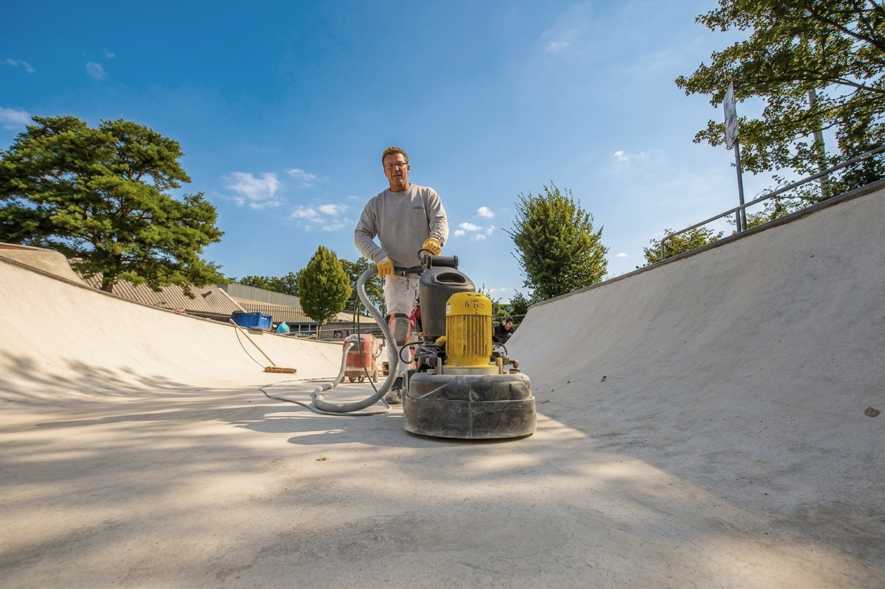 Sanierungsarbeiten in einem Skatepark