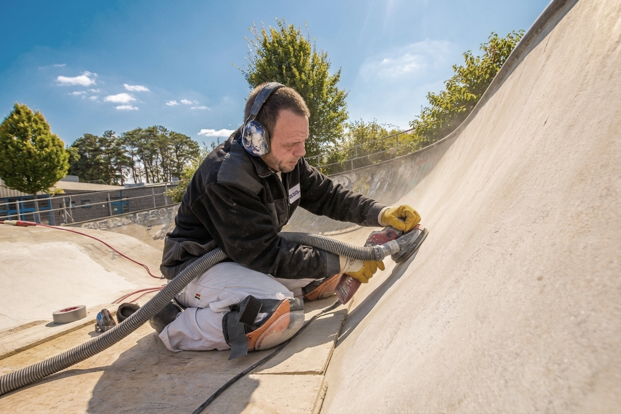 Sanierungsarbeiten an einem Skatepark